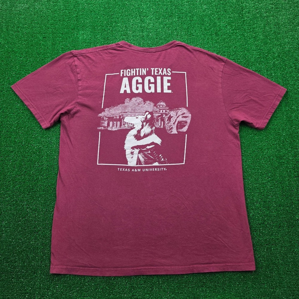 Texas A&M Reveille Fightin Texas Aggie Graphic Tshirt Unisex Large Maroon
